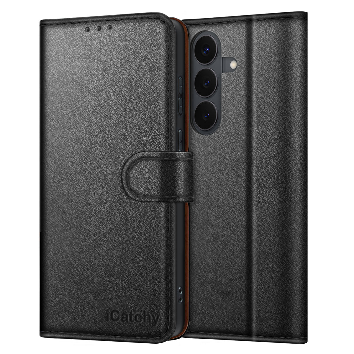 iCatchy for Samsung Galaxy S26 FE Case with 4 Card Slots Leather Wallet Flip Book Magnetic Closure Kickstand Shockproof Protective Phone Cover compatible with Galaxy S26 FE