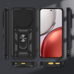 iCatchy Case for Honor Magic 8 Lite With 2 Screen Protector Sliding Camera Cover Shockproof Heavy-duty Military Rugged Ring Holder Kickstand for Honor Magic 8 Lite Phone