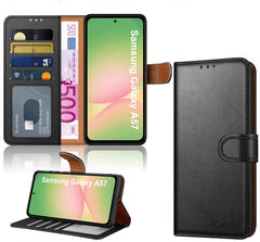 iCatchy for Samsung A57 Case with 4 Card Slots Leather Wallet Flip Book Magnetic Closure Kickstand Shockproof Protective Phone Cover compatible with Galaxy A57