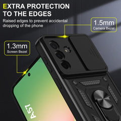 iCatchy Case for Samsung Galaxy A57 With 2 Screen Protector Sliding Camera Cover Shockproof Heavy-duty Military Rugged Ring Holder Kickstand for Galaxy A57 Phone