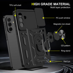 iCatchy Case for Samsung Galaxy A37 With 2 Screen Protector Sliding Camera Cover Shockproof Heavy-duty Military Rugged Ring Holder Kickstand for Galaxy A37 Phone