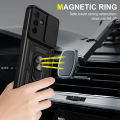iCatchy Case for Samsung Galaxy A37 With 2 Screen Protector Sliding Camera Cover Shockproof Heavy-duty Military Rugged Ring Holder Kickstand for Galaxy A37 Phone