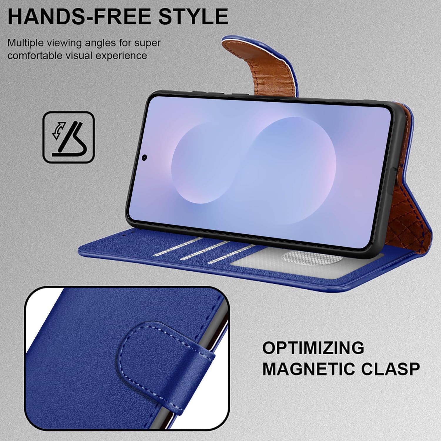 iCatchy for Samsung S25 Edge Case with 4 Card Slots Leather Wallet Flip Book RFID Blocking Magnetic Closure Kickstand Shockproof Protective Phone Cover compatible with Galaxy 25 Edge