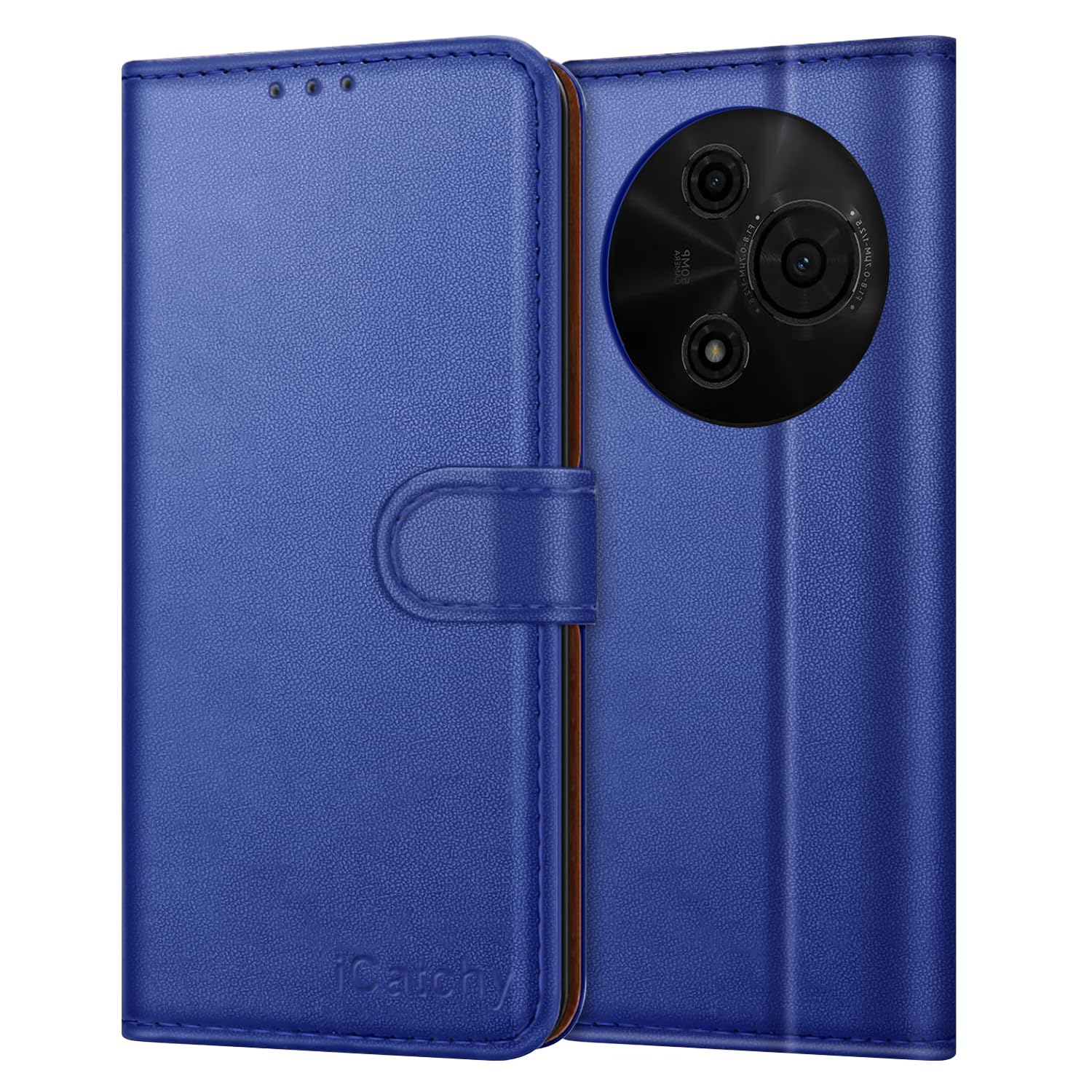 iCatchy for TCL 605 Case with 3 Card Slots Leather Wallet Flip Book RFID Blocking Magnetic Closure Kickstand Shockproof Protective Phone Cover compatible with TCL 605