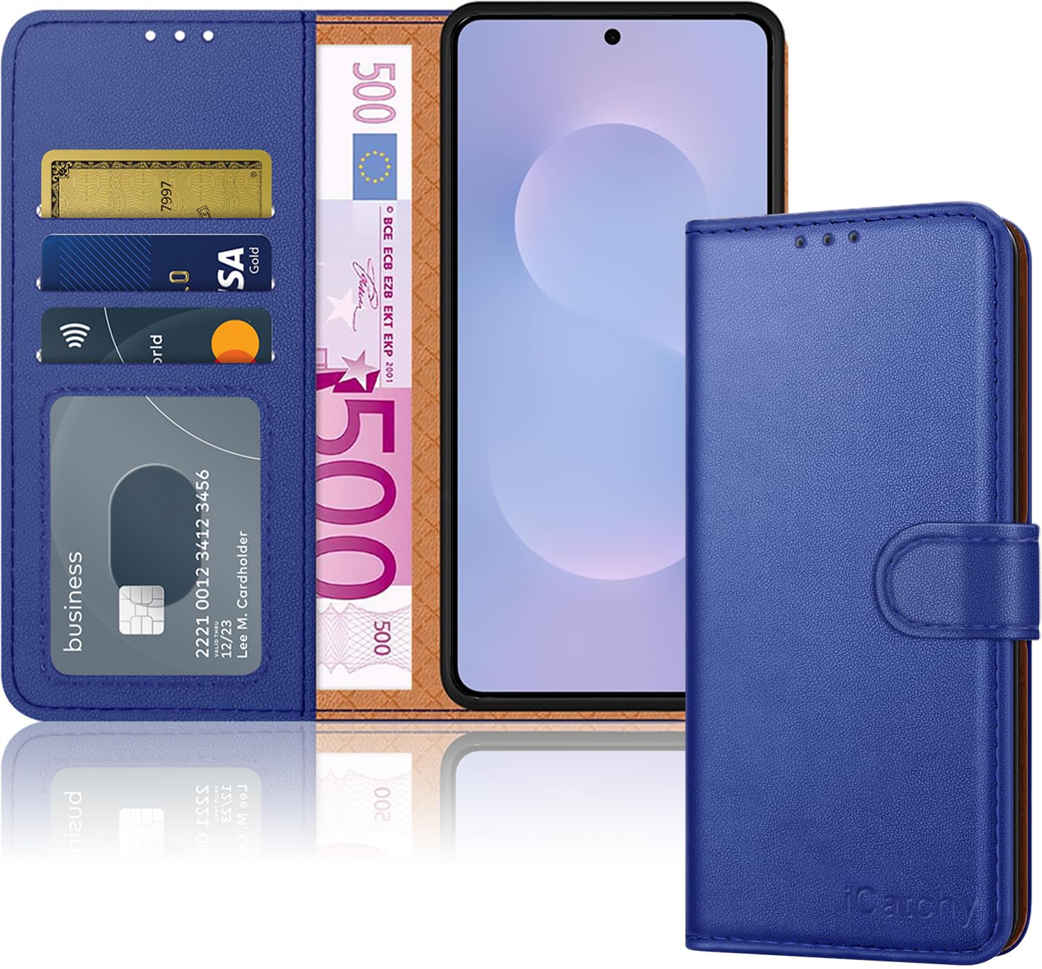 iCatchy for Samsung S25 Edge Case with 4 Card Slots Leather Wallet Flip Book RFID Blocking Magnetic Closure Kickstand Shockproof Protective Phone Cover compatible with Galaxy 25 Edge