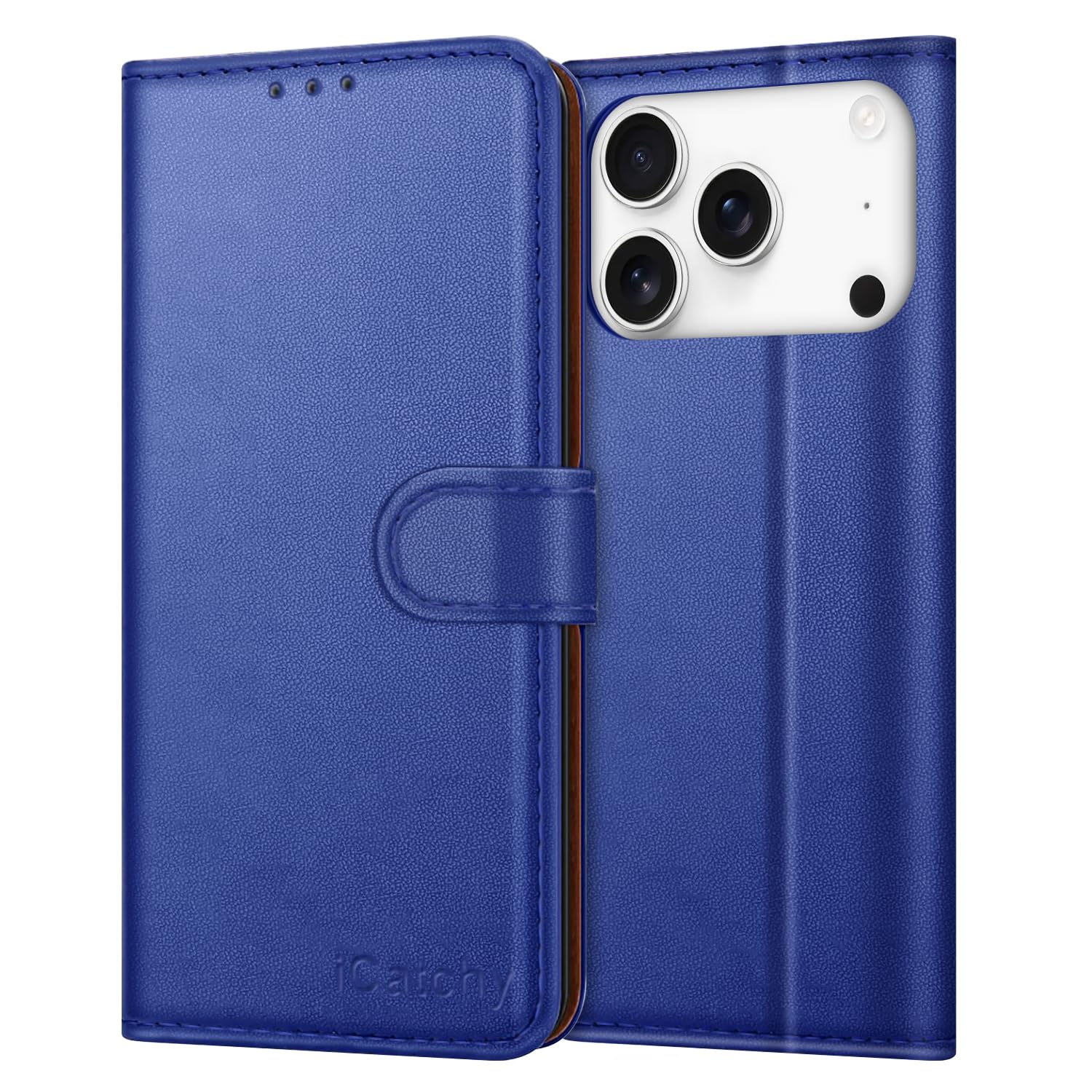 iCatchy for iPhone 17 Pro Case with 3 Card Slots Leather Wallet Flip Book Magnetic Closure Kickstand Shockproof Protective Phone Cover compatible with iPhone 17