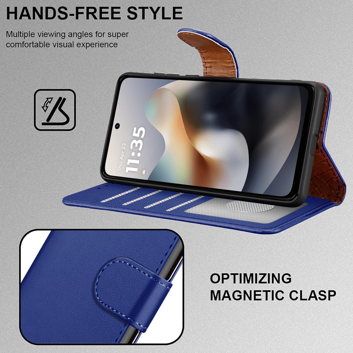 iCatchy for Motorola G56 5G Case with 4 Card Slots Leather Wallet Flip Book RFID Blocking Magnetic Closure Kickstand Shockproof Protective Phone Cover compatible with Moto G56