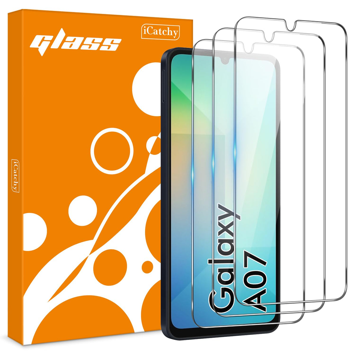 iCatchy [3 Pack] Screen Protector for Samsung A07 / A05s, Phone High Transparency Tempered Glass Protection Film Impact-Protection Anti-Scratch Compatible with Galaxy A07 / A05s