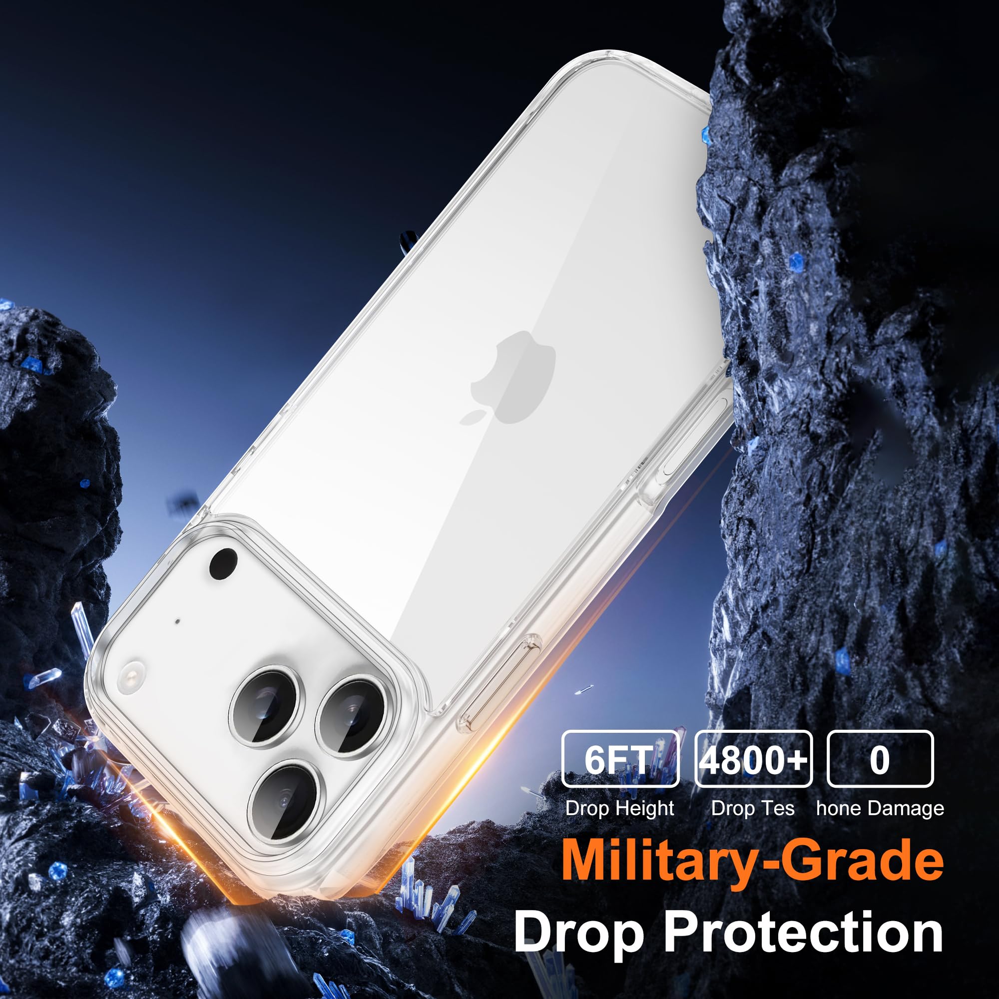 iCatchy Case for iPhone 17 Pro 6.3-Inch, Shockproof Bumper Phone Cover Military-Grade Protection Anti-Yellowing Clear Back