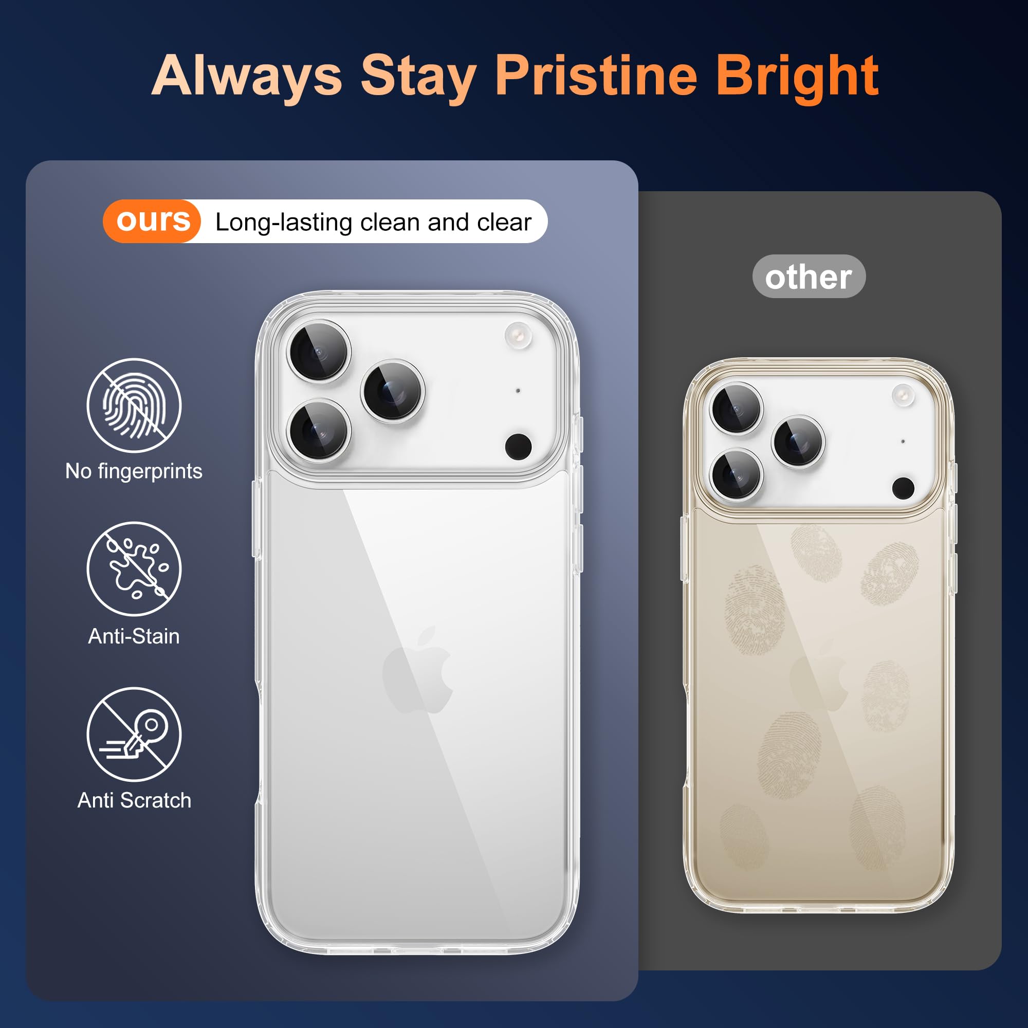 iCatchy Case for iPhone 17 Pro 6.3-Inch, Shockproof Bumper Phone Cover Military-Grade Protection Anti-Yellowing Clear Back
