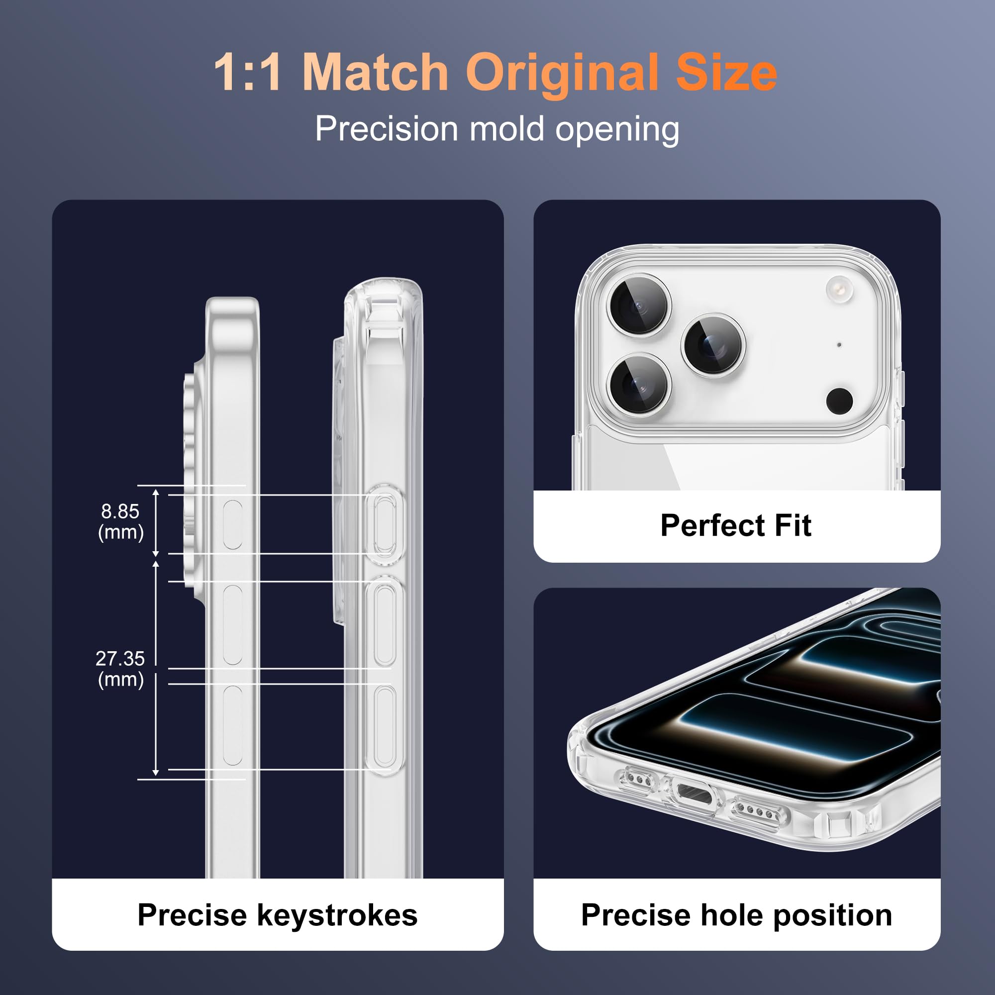 iCatchy Case for iPhone 17 Pro 6.3-Inch, Shockproof Bumper Phone Cover Military-Grade Protection Anti-Yellowing Clear Back