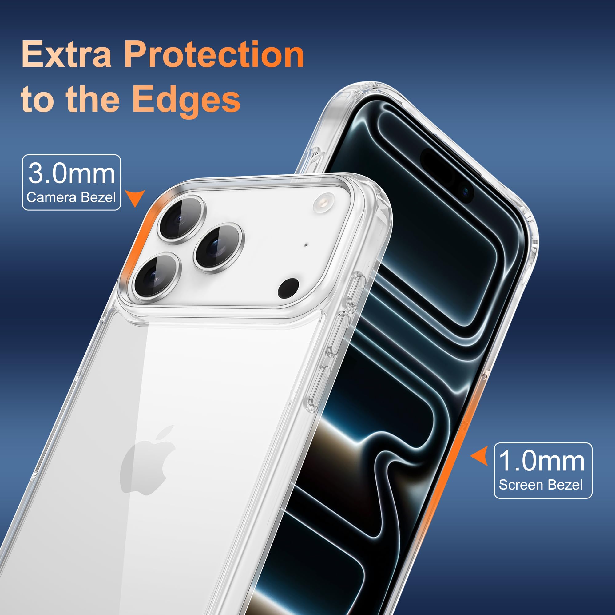 iCatchy Case for iPhone 17 Pro Max 6.9-Inch, Shockproof Bumper Phone Cover Military-Grade Protection Anti-Yellowing Clear Back