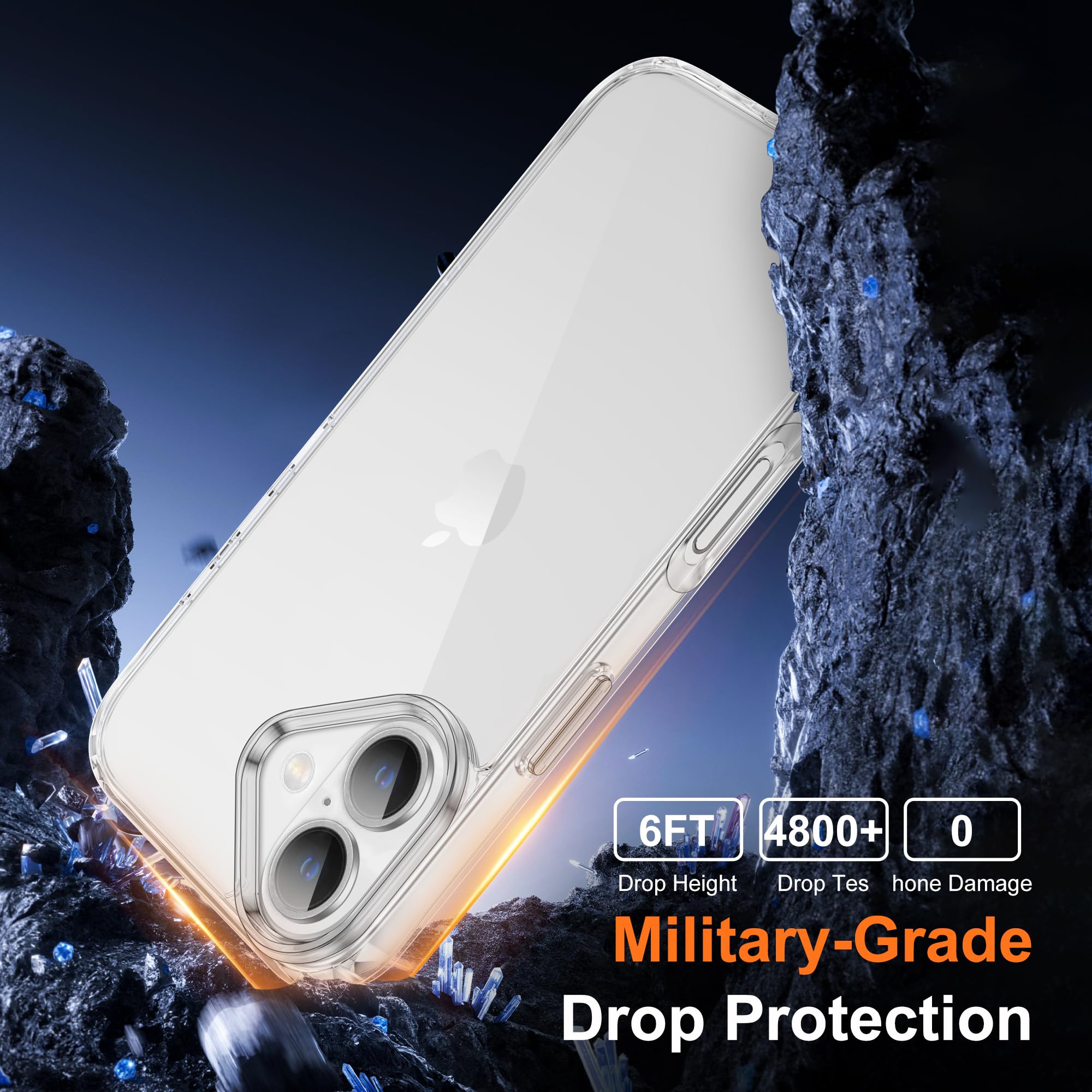 iCatchy Case for iPhone 17 6.3-Inch, Shockproof Bumper Phone Cover Military-Grade Protection Anti-Yellowing Clear Back