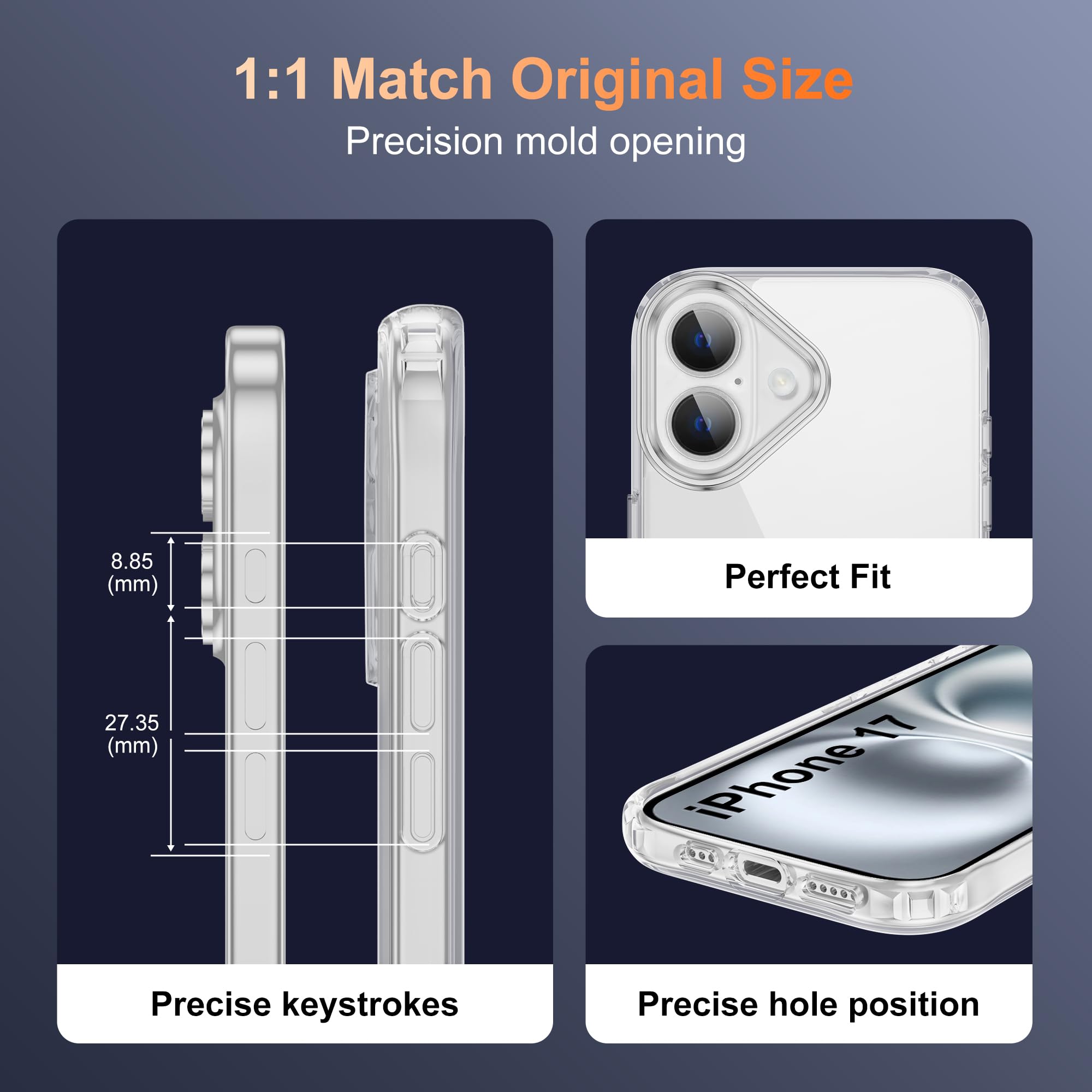 iCatchy Case for iPhone 17 6.3-Inch, Shockproof Bumper Phone Cover Military-Grade Protection Anti-Yellowing Clear Back