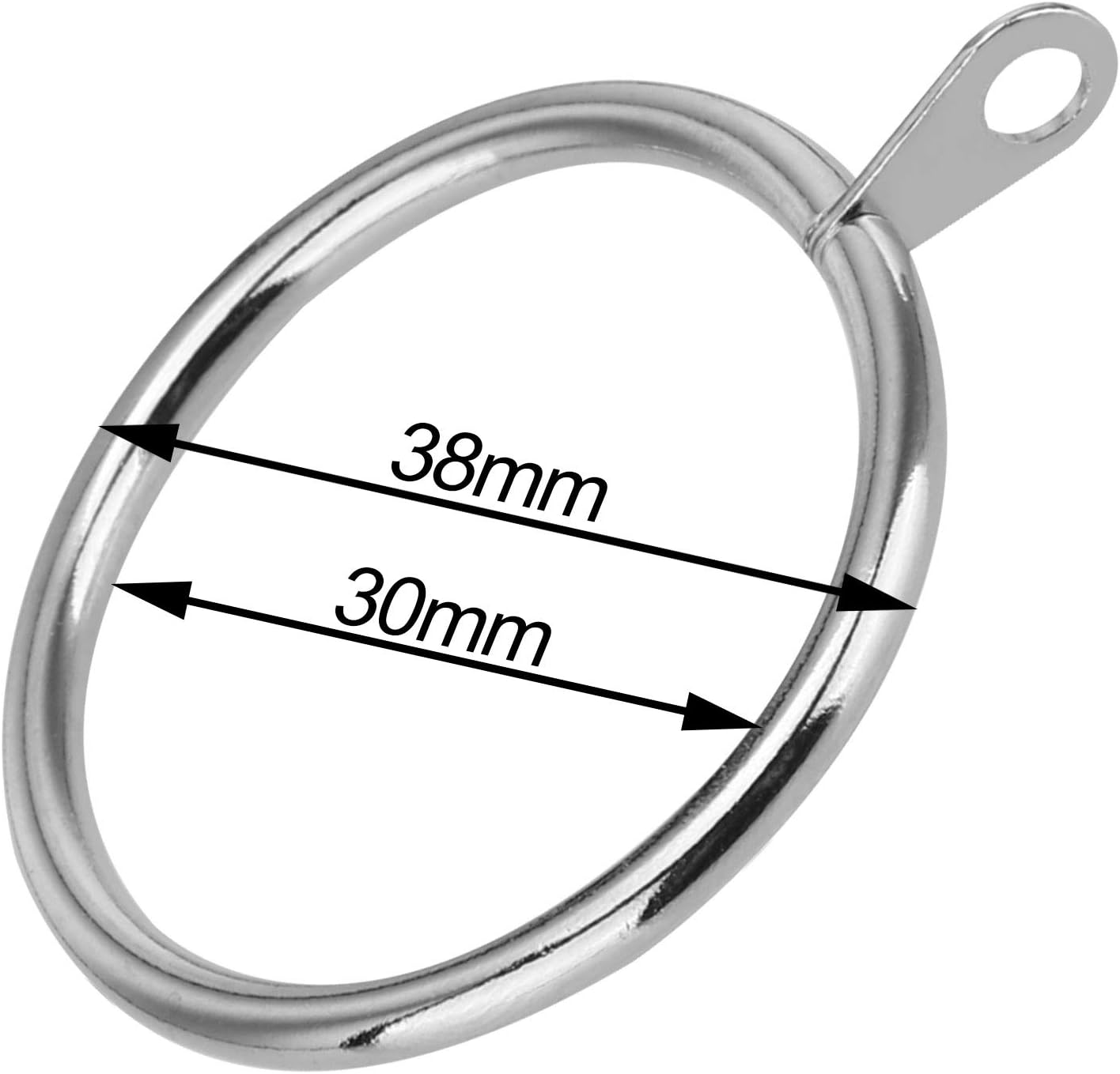 iCatchy Curtain Rings Hanging 38MM (Internal Diameter) X 12 Pack Metal Curtain Rings Pole Rod Voile Net (Silver)