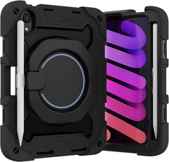iCatchy iPad Mini 6 Case [Black] – Shockproof Cover for iPad, Dual Layer, Hybrid Cover, Textured iPad Case, Heavy-Duty, Drop Protection, Including with Built in Tempered Glass | Tablet Cases image 0