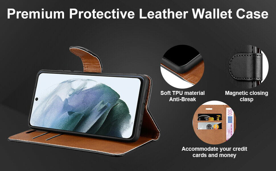 For Samsung Galaxy S21 FE Case Premium Leather Wallet Flip Card Slot Phone Cover image 4