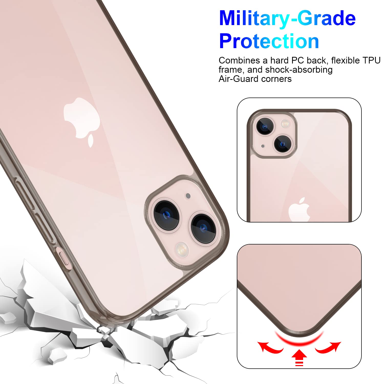 iCatchy Case Compatible with iPhone 14 6.1-Inch, Shockproof Bumper Cover, Anti-Scratch Clear Back image 5