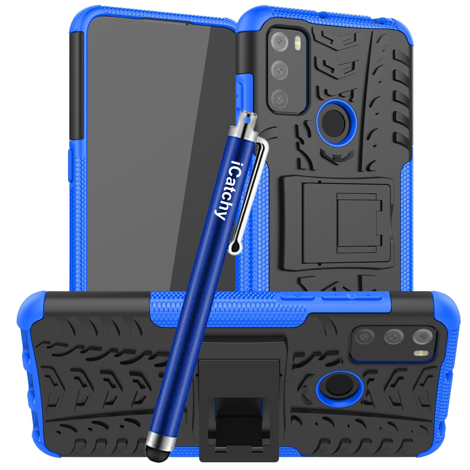 iCatchy for Alcatel 1S 2021 / 3L 2021 Case Heavy Duty Hard Tough Dual Layer Hybrid Shockproof kickstand Cover