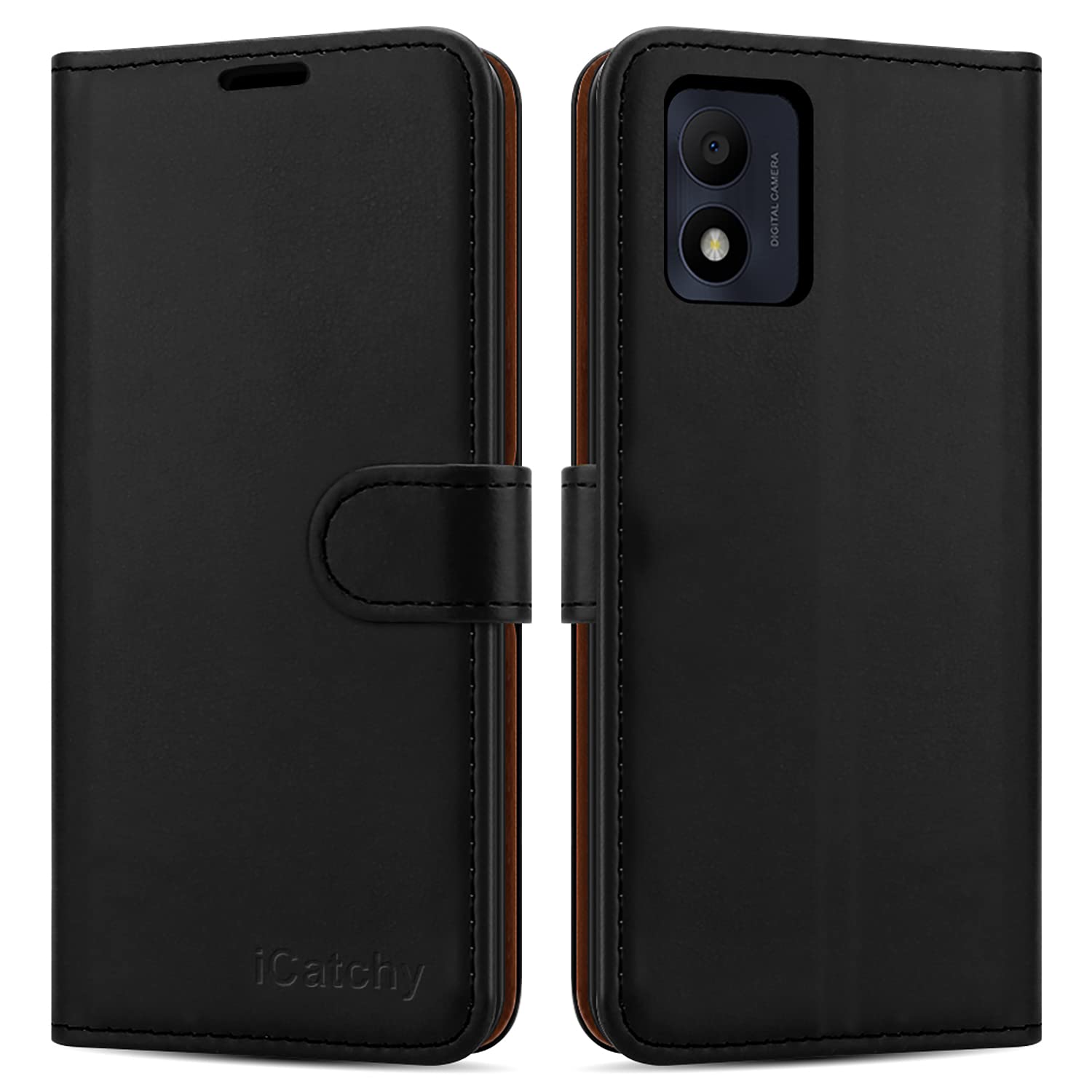 iCatchy for Alcatel 1B 2022 Case Leather Wallet Book Flip Folio Stand View Cover with Card Slots and Kickstand for Alcatel 1B 2022 Phone Cover image 1