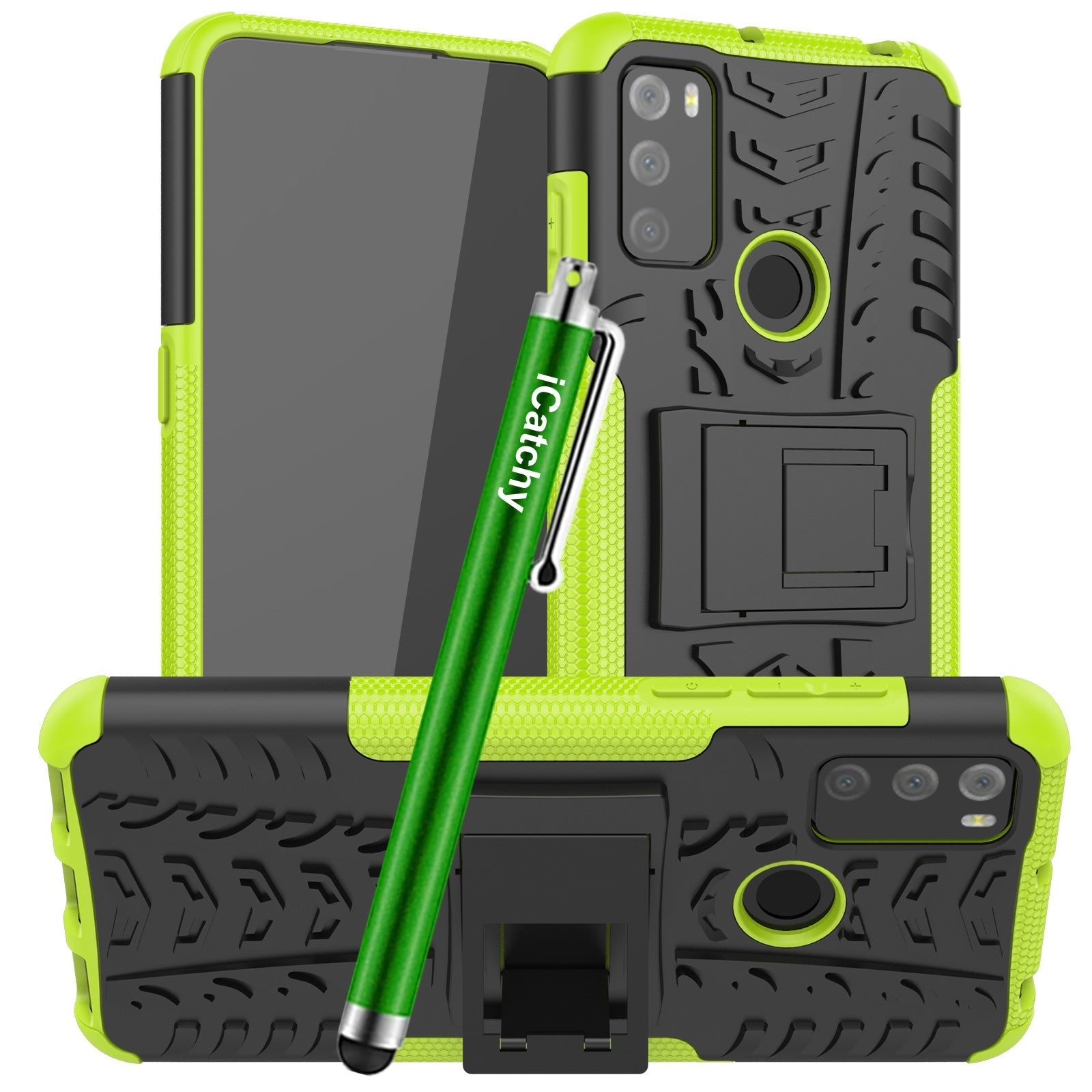 iCatchy for Alcatel 1S 2021 / 3L 2021 Case Heavy Duty Hard Tough Dual Layer Hybrid Shockproof kickstand Cover