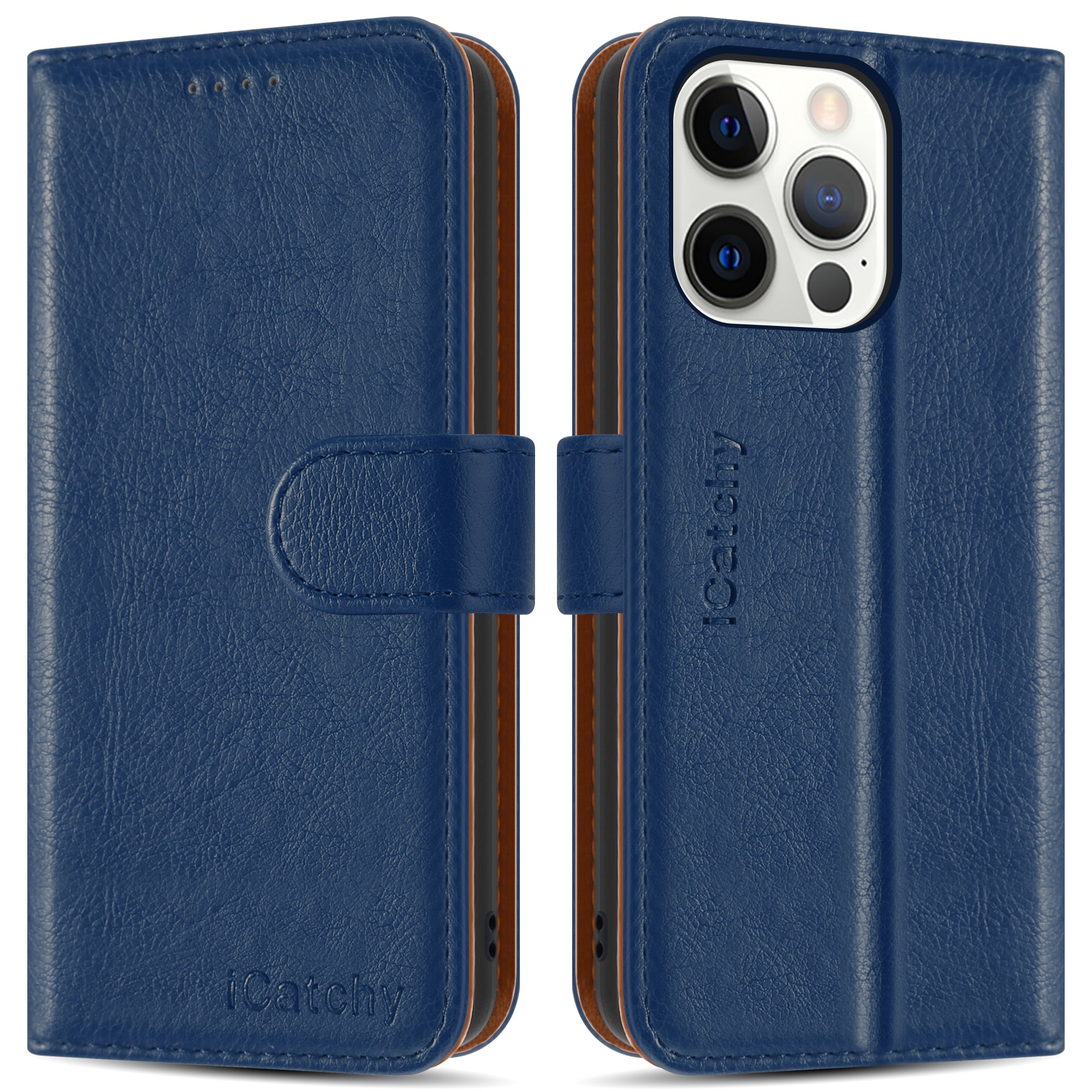 iCatchy for iPhone 13 Case Leather Wallet Book Flip Folio Stand View Cover Magnetic Closure with Card Slots Compatible for iPhone 13 Phone (6.1'')