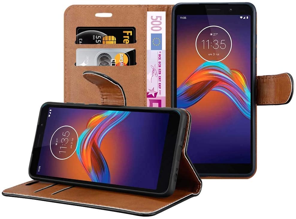 iCatchy For Moto E6 Play Case Leather Wallet Book Flip Folio Stand View Pouch Compatible with Motorola Moto E6 Play Phone Cover image 2