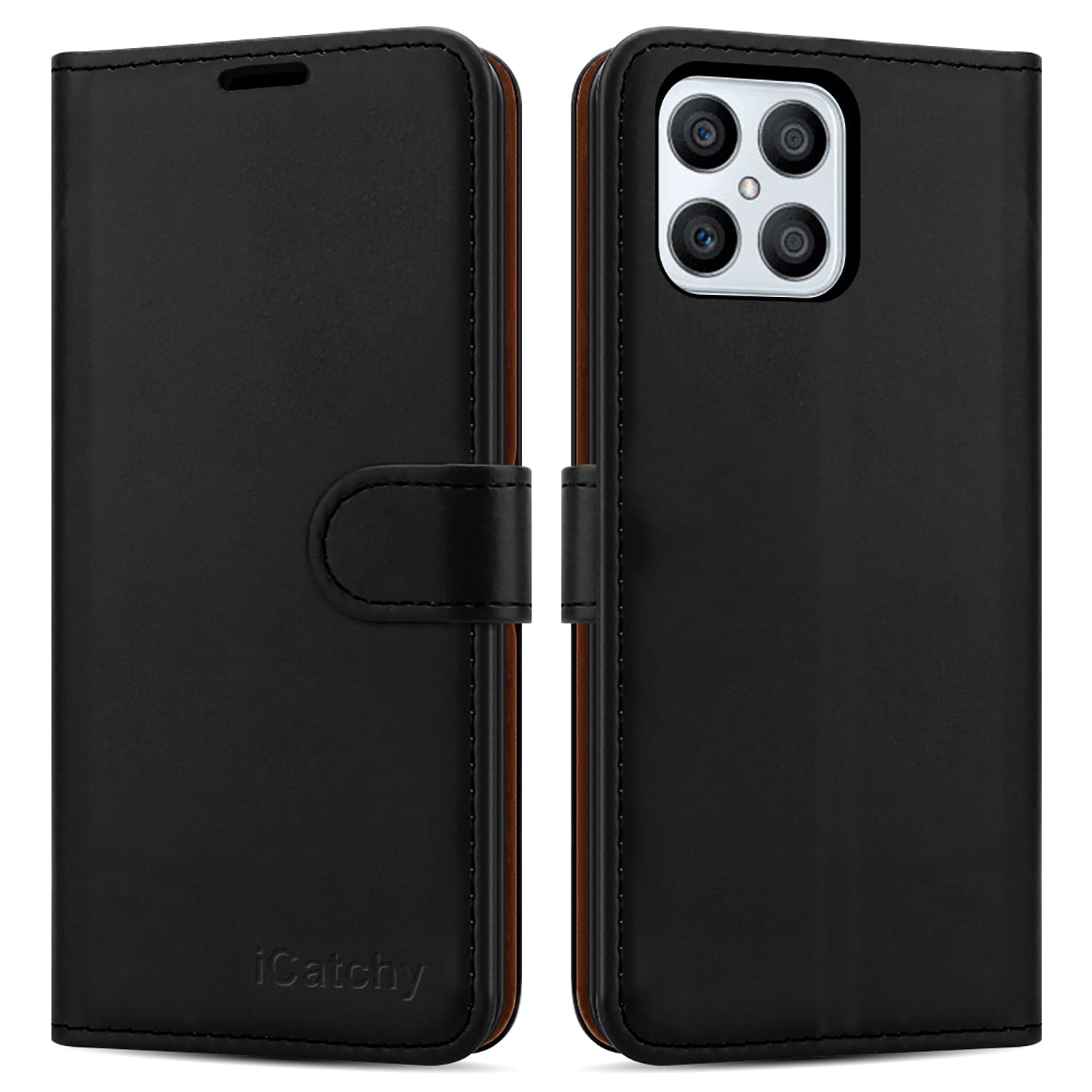 iCatchy for Honor X8 Case Leather Wallet Book Flip Folio Kickstand Card Slots Full Protection Folio Cover Compatible for Honor X8 Phone image 0