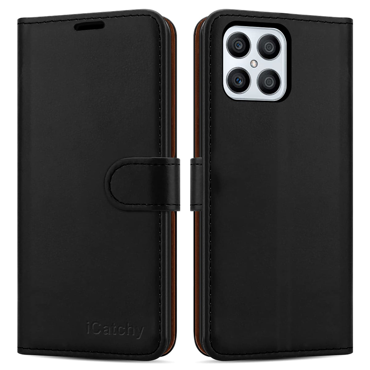 iCatchy for Honor X8 Case Leather Wallet Book Flip Folio Kickstand Card Slots Full Protection Folio Cover Compatible for Honor X8 Phone image 0