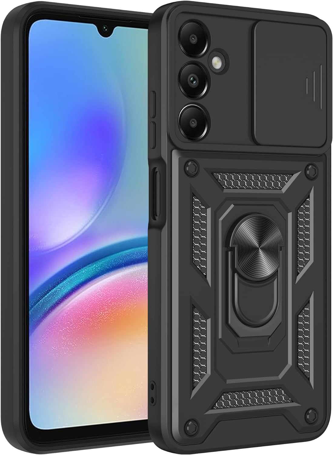 iCatchy Case for Samsung Galaxy A05s Phone Camera Cover Shockproof Heavy-duty Military Rugged Ring Holder Kickstand for Samsung A05s