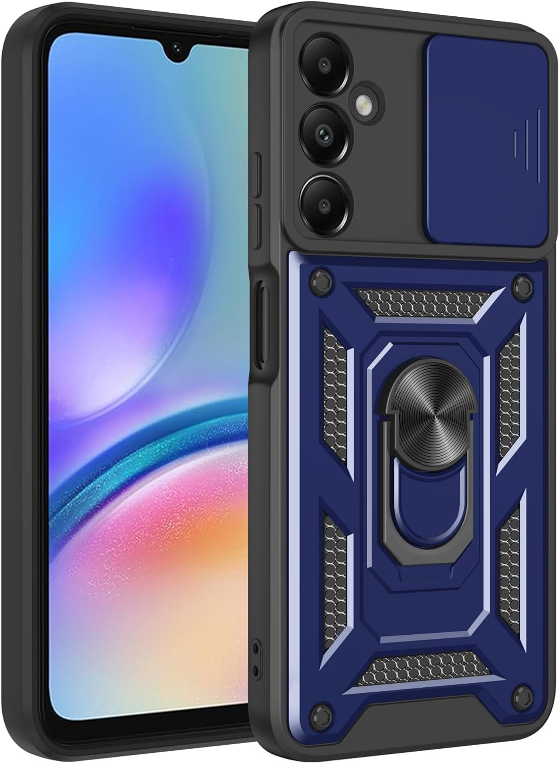 iCatchy Case for Samsung Galaxy A05s Phone Camera Cover Shockproof Heavy-duty Military Rugged Ring Holder Kickstand for Samsung A05s