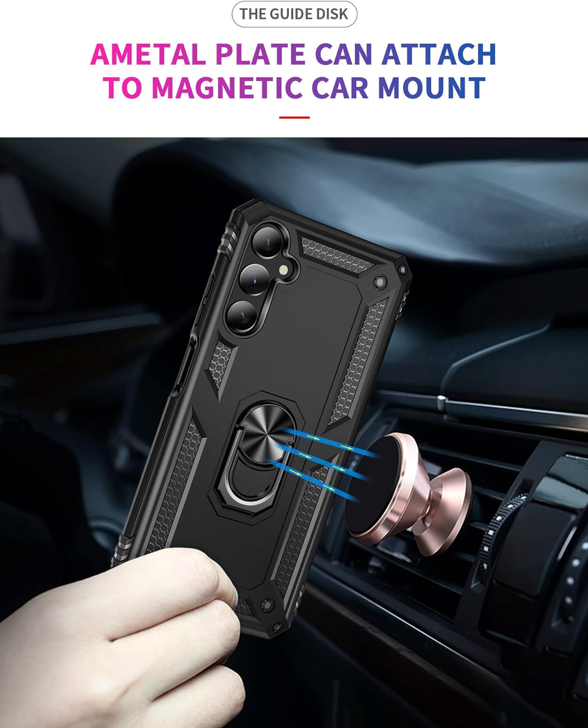 iCatchy Case for Samsung Galaxy A05s Ring Holder Military Grade Protective Shockproof Tough Cover with 2 Screen Protector Tempered Glass