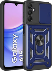 iCatchy Case for Samsung Galaxy A15 Phone Camera Cover Shockproof Heavy-duty Military Rugged Ring Holder Kickstand for Samsung A15 5G / 4G