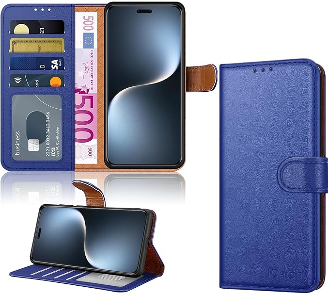 iCatchy for Honor Magic 7 Pro Case with 4 Card Slots Leather Wallet Flip Book RFID Blocking Magnetic Closure Kickstand Shockproof Protective Phone Cover Compatible with Magic 7 Pro