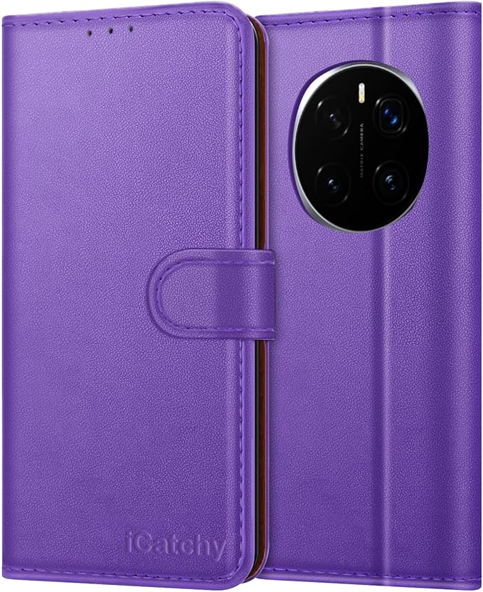iCatchy for Honor Magic 7 Pro Case with 4 Card Slots Leather Wallet Flip Book RFID Blocking Magnetic Closure Kickstand Shockproof Protective Phone Cover Compatible with Magic 7 Pro