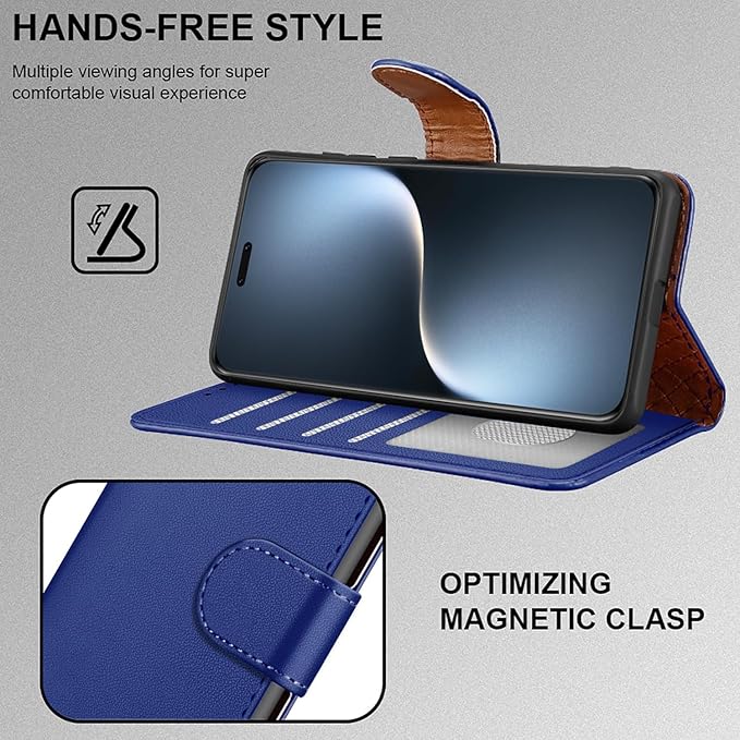 iCatchy for Honor Magic 7 Pro Case with 4 Card Slots Leather Wallet Flip Book RFID Blocking Magnetic Closure Kickstand Shockproof Protective Phone Cover Compatible with Magic 7 Pro