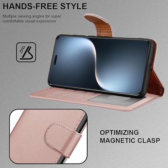 iCatchy for Honor Magic 7 Pro Case with 4 Card Slots Leather Wallet Flip Book RFID Blocking Magnetic Closure Kickstand Shockproof Protective Phone Cover Compatible with Magic 7 Pro
