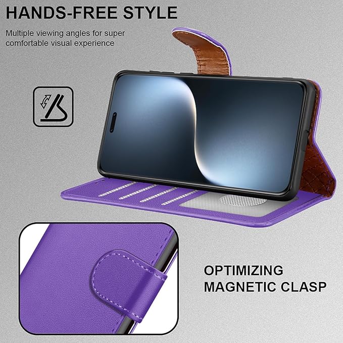 iCatchy for Honor Magic 7 Pro Case with 4 Card Slots Leather Wallet Flip Book RFID Blocking Magnetic Closure Kickstand Shockproof Protective Phone Cover Compatible with Magic 7 Pro