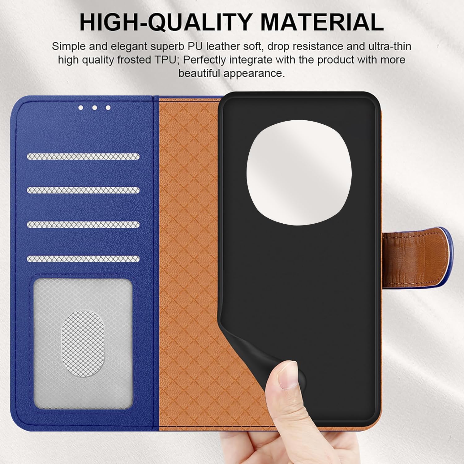 iCatchy for Honor Magic 7 Pro Case with 4 Card Slots Leather Wallet Flip Book RFID Blocking Magnetic Closure Kickstand Shockproof Protective Phone Cover Compatible with Magic 7 Pro