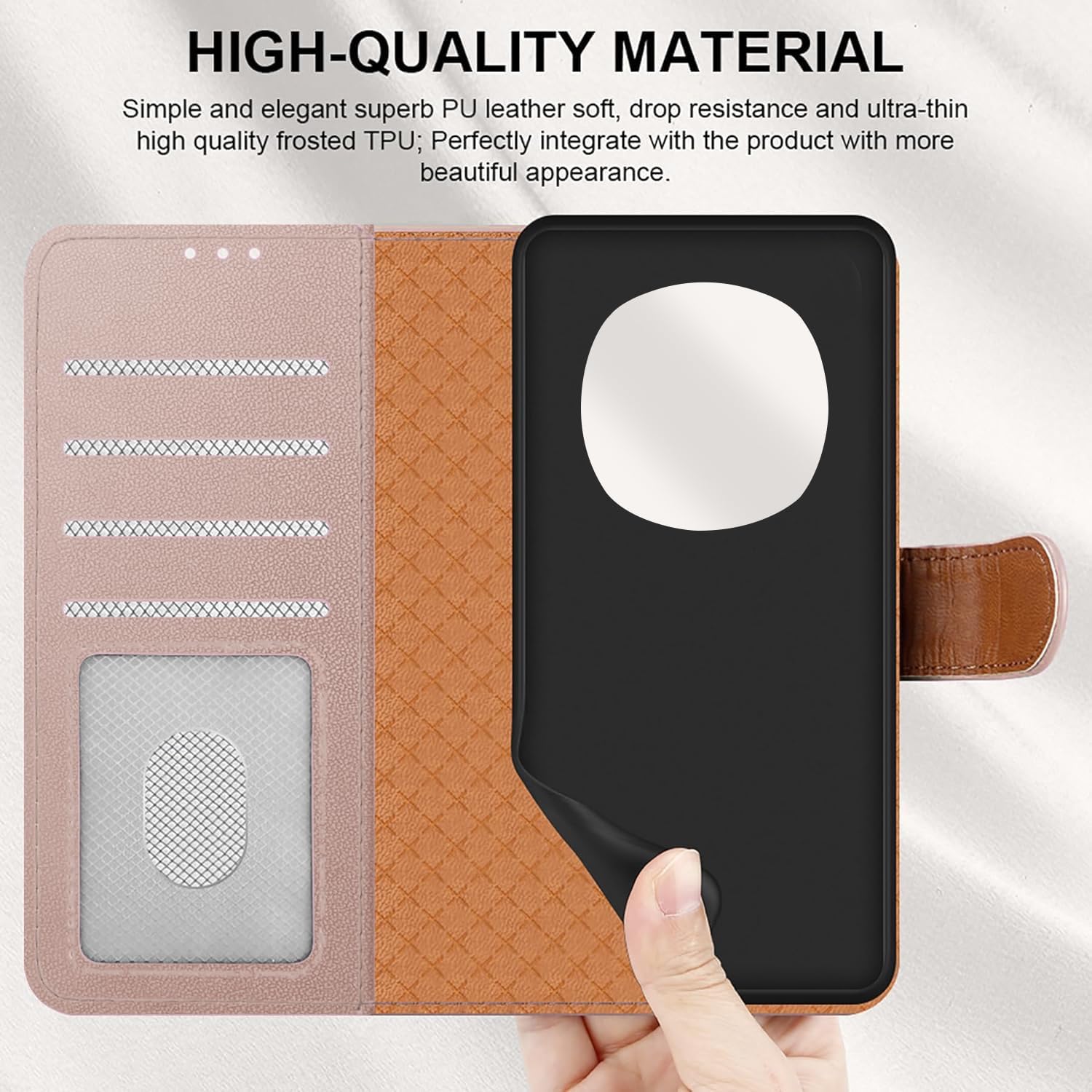 iCatchy for Honor Magic 7 Pro Case with 4 Card Slots Leather Wallet Flip Book RFID Blocking Magnetic Closure Kickstand Shockproof Protective Phone Cover Compatible with Magic 7 Pro