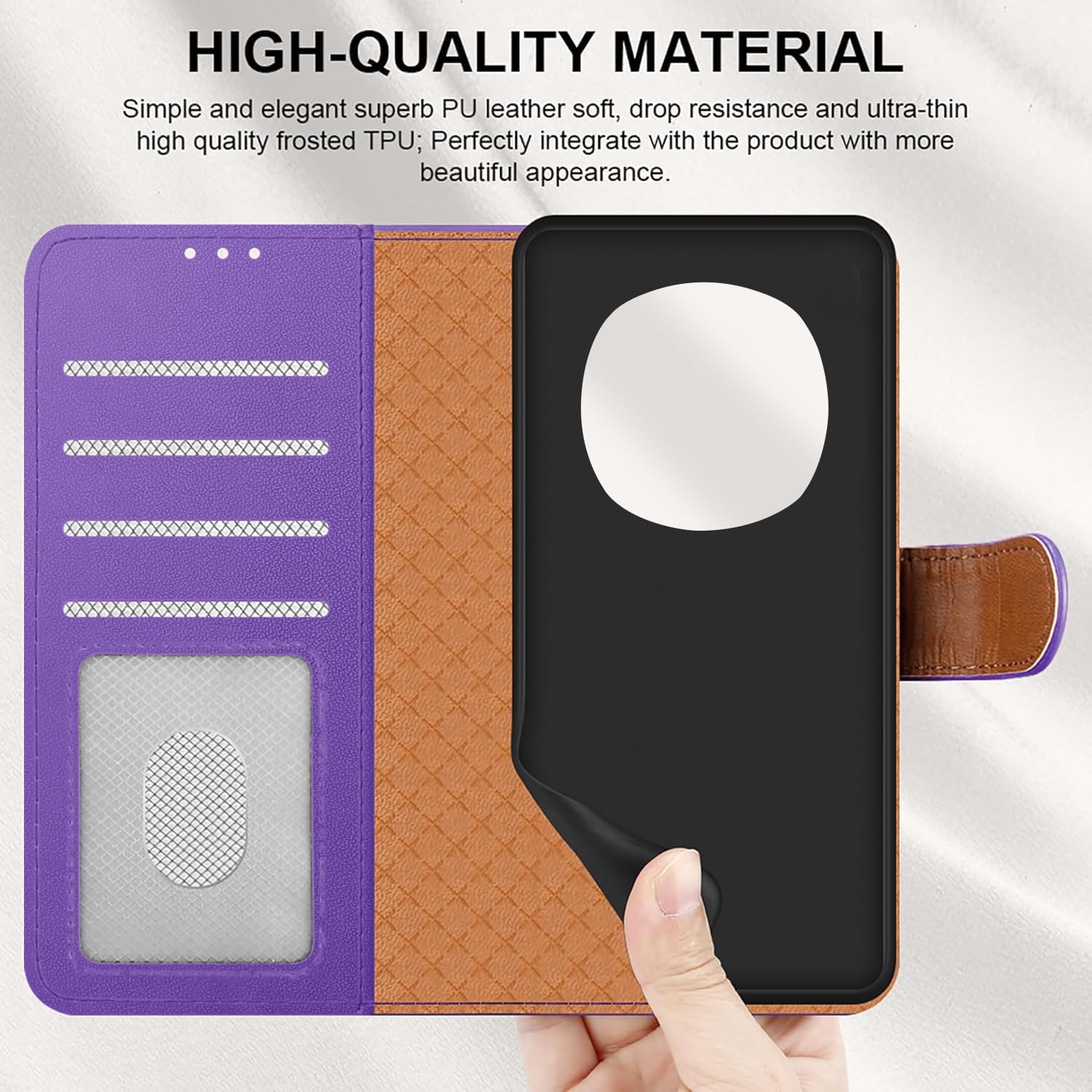 iCatchy for Honor Magic 7 Pro Case with 4 Card Slots Leather Wallet Flip Book RFID Blocking Magnetic Closure Kickstand Shockproof Protective Phone Cover Compatible with Magic 7 Pro
