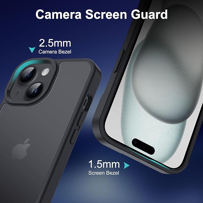 iCatchy for iPhone 15 Case 6.1-Inch, Shockproof Bumper Phone Cover, Anti-Yellowing Clear Back Compatible with iPhone 15
