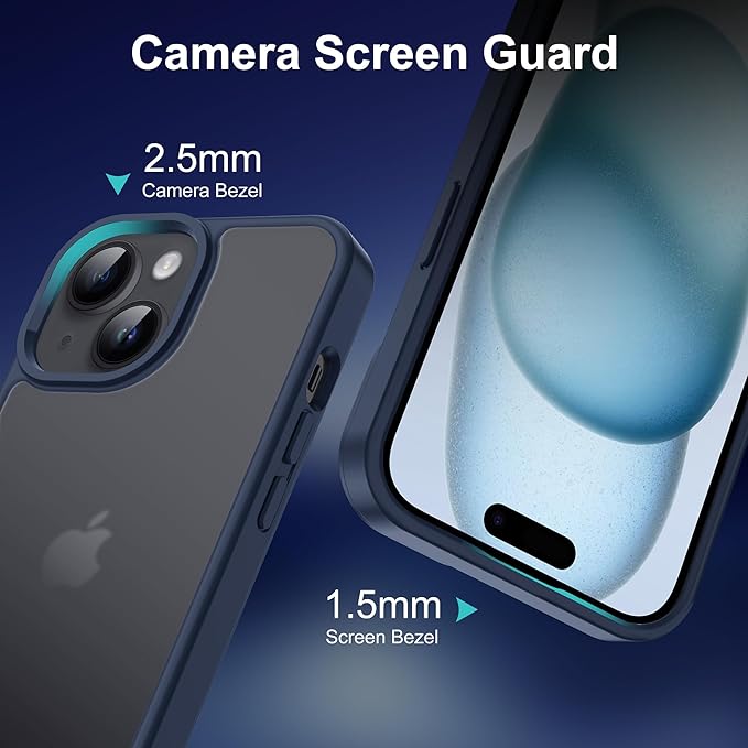 iCatchy for iPhone 15 Case 6.1-Inch, Shockproof Bumper Phone Cover, Anti-Yellowing Clear Back Compatible with iPhone 15