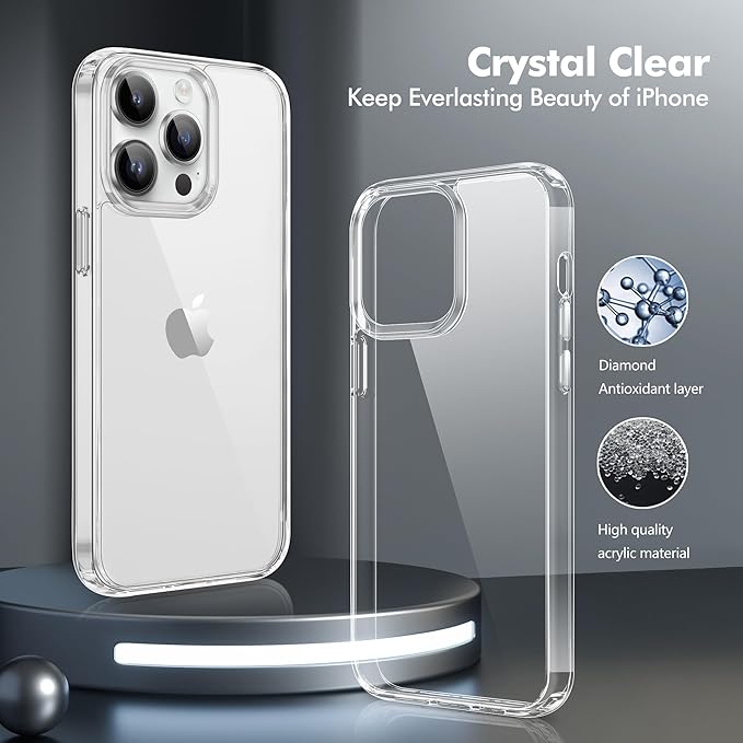 iCatchy for iPhone 15 Case 6.1-Inch, Shockproof Bumper Phone Cover, Anti-Yellowing Clear Back Compatible with iPhone 15