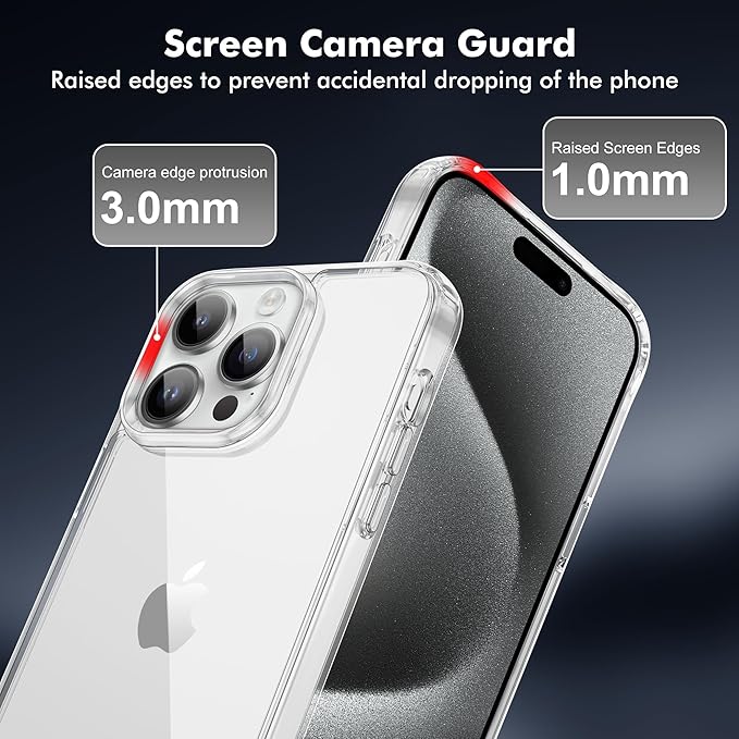 iCatchy for iPhone 15 Case 6.1-Inch, Shockproof Bumper Phone Cover, Anti-Yellowing Clear Back Compatible with iPhone 15
