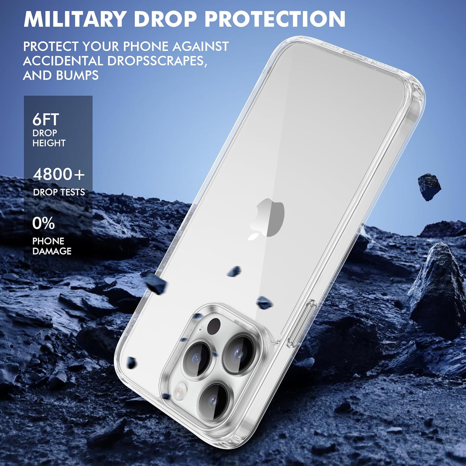 iCatchy for iPhone 15 Case 6.1-Inch, Shockproof Bumper Phone Cover, Anti-Yellowing Clear Back Compatible with iPhone 15