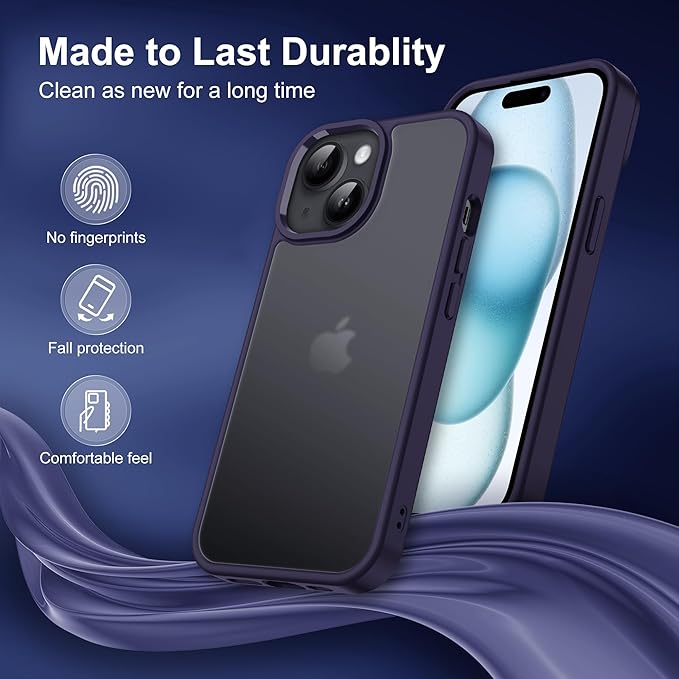 iCatchy for iPhone 15 Case 6.1-Inch, Shockproof Bumper Phone Cover, Anti-Yellowing Clear Back Compatible with iPhone 15