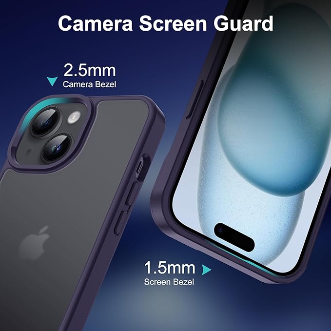 iCatchy for iPhone 15 Case 6.1-Inch, Shockproof Bumper Phone Cover, Anti-Yellowing Clear Back Compatible with iPhone 15