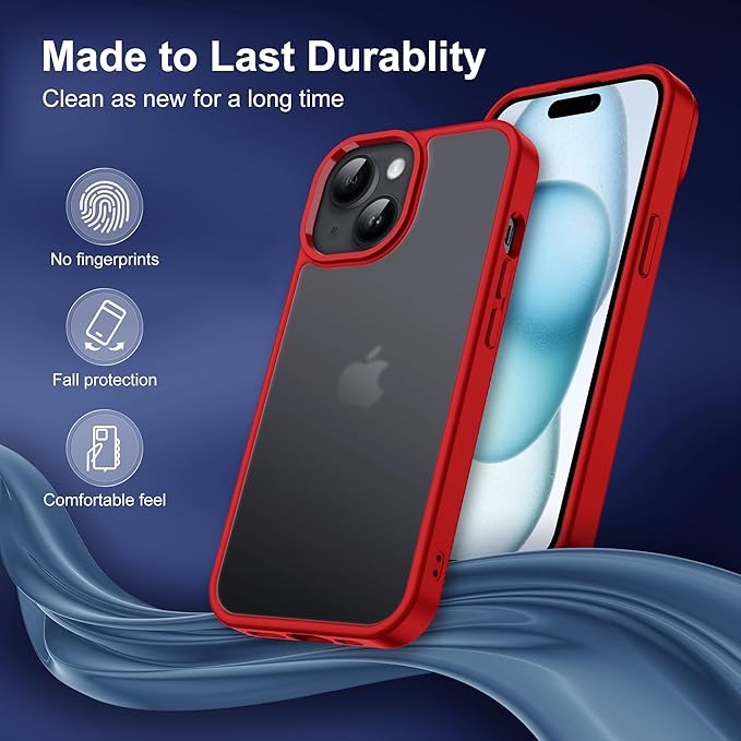 iCatchy for iPhone 15 Case 6.1-Inch, Shockproof Bumper Phone Cover, Anti-Yellowing Clear Back Compatible with iPhone 15