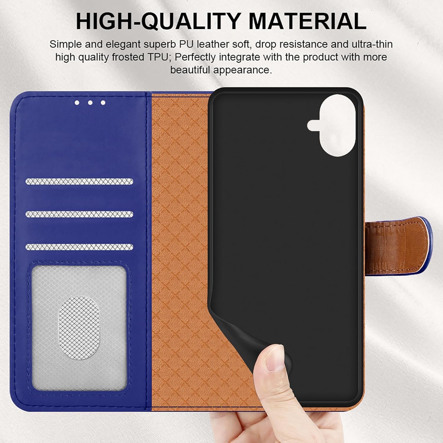 iCatchy for iPhone 16 Case (6.1-Inch) - Leather Wallet Card Slots Magnetic Closure Kickstand RFID Blocking Phone Cover with 2X HD Tempered Glass Screen Protector